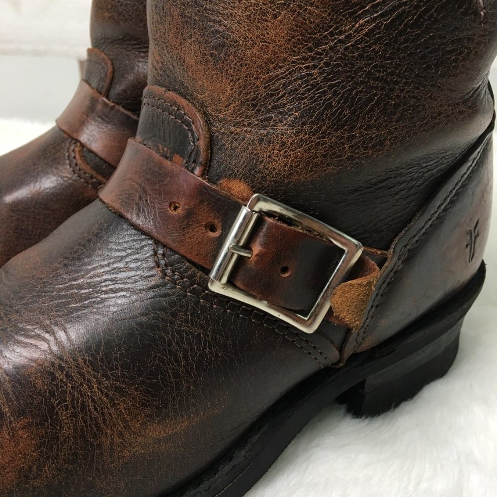 FRYE Women's Pull On Brown Leather Boots Size 8 - Picture 10 of 16